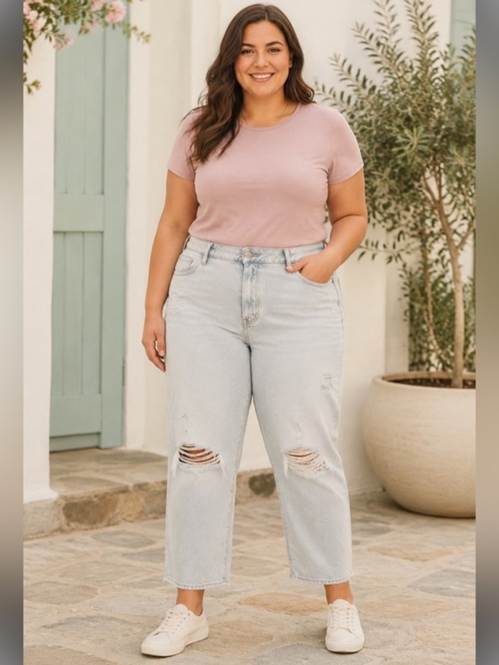 NWT Old Navy Curvy OG Straight High Rise Distressed Jeans Plus Size 20